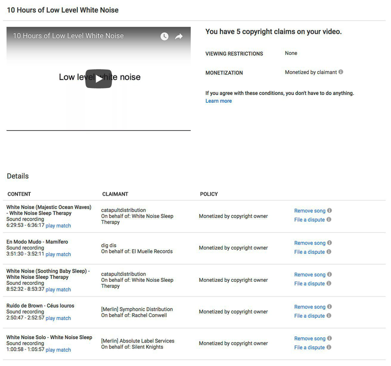 Illustration for article titled Vídeo con 10 horas de ruido blanco en YouTube recibe hasta cinco reclamaciones por derechos de autor